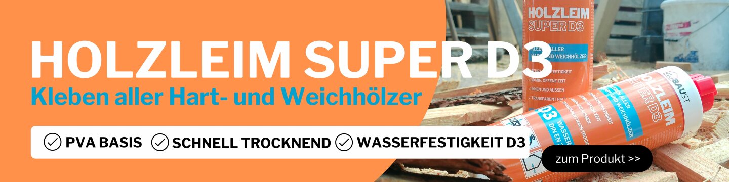 Werbebanner für Holzleim D3 mit Bild zweier Flaschen 500g...