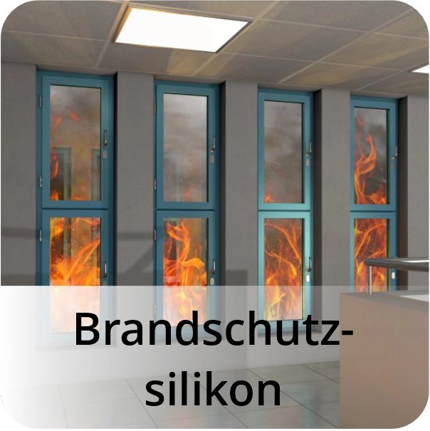 Ansicht von einem Treppenhaus mit Gebäudebrand. Das Brandschutzsilikon an den Fenstern ist Feuerfest