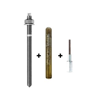 Set Kalm VPE Verbundankerpatrone + VPE Ankerstange Stahl Verzinkt 10x M8 x 190 mm