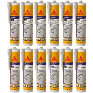 12x Sikaflex 111 Stick & Seal elastischer Kleb- und Dichtstoff 290ml Kartusche weiss