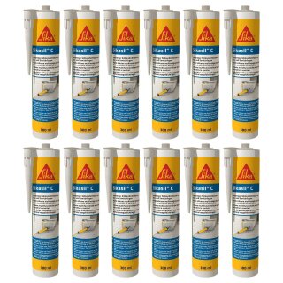 12x Sikasil C Sanitärsilikon 300ml versch. Farben