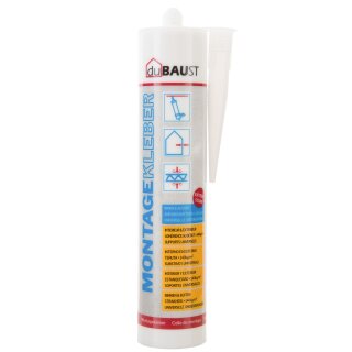 duBAUST Montagekleber EXTREM STARK  mit sehr hoher Anfangshaftung INNEN und AUSSEN 290ml /414g Kartusche, weiß