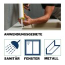 duBAUST Sanitärsilikon, professionelles Abdichten in Küche, Bad, Dusche, Fliesen, acetatvernetzend, pilzhemend, 310ml Kartusche, weiß