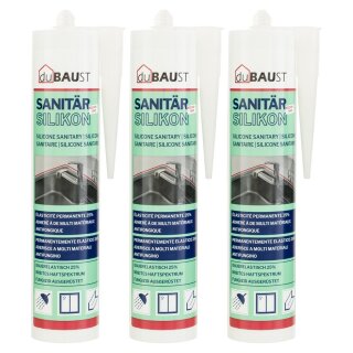 dubaust SAS24 Sanitärsilikon elastisch dauernassbeständig schimmelresistent Bad Küche Dusche Feuchträume 310ml Kartusche