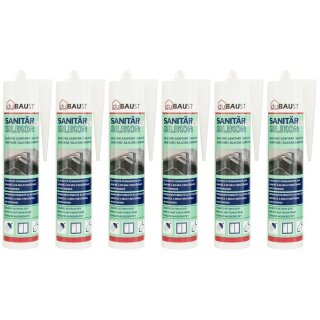dubaust SAS24 Sanitärsilikon elastisch dauernassbeständig schimmelresistent Bad Küche Dusche Feuchträume 310ml Kartusche