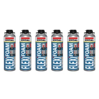 Set 6x Soudal Flexifoam hochelastischer PU Fensterschaum 500 ml Pistolenschaum