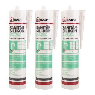 3x duBAUST SAB24 Sanitärsilikon Basic 300ml Kartusche versch. Farben
