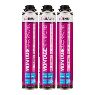 3x duBAUST MSP24 Montageschaum B2 Pistolenschaum PU 750ml Dose