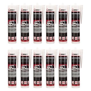 12x duBAUST KAR24 Karosserie Klebdichtstoff 290ml Kartusche weiß