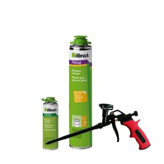 1x illbruck FM240 Brunnenschaum 750ml  + Schaumpistole Business Rot/Schwarz + Reiniger