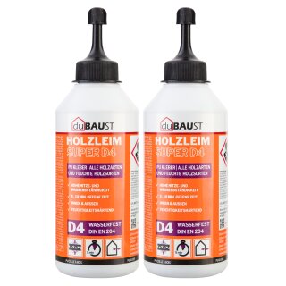 2x duBAUST WOP24 PU Kleber Holzleim Super D4 wasserfest 500g Flasche