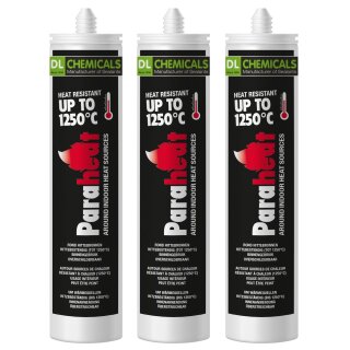 3x Paraheat Hochtemperatur-Dichtstoff bis 1250°C Kartusche 310ml anthrazitgrau