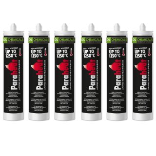 6x Paraheat Hochtemperatur-Dichtstoff bis 1250°C Kartusche 310ml anthrazitgrau