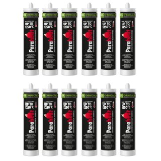 12x Paraheat Hochtemperatur-Dichtstoff bis 1250°C Kartusche 310ml anthrazitgrau