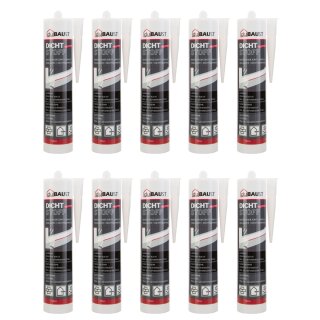 10x duBAUST BAB24 Dichtstoff Silikon neutral 300ml Kartusche weiss RAL9010