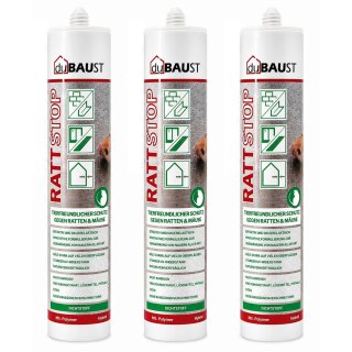3x duBAUST RAT24 RATTSTOP 290 ml Kartusche grau