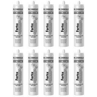 AKTION 10x Fortix Construction 1K neutrales Bausilikon 280 ml Kartusche weiss MHD 08/26