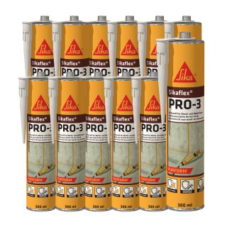 12x Sikaflex PRO-3 300ml Kieselgrau