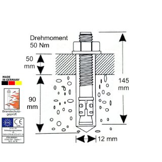 12,0 x 145mm  -25 Stück