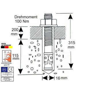 16,0 x 315mm    -5 Stück