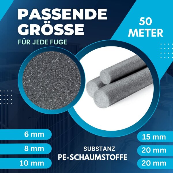 PE Fugen Rundschnur geschlossenzellig Ø 25mm x 50m