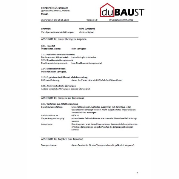 duBAUST PAC24 Strukturacryl  12,5% Bewegungsaufnahme, überstreichbar, schnellregenfest 310ml Kartusche weiß