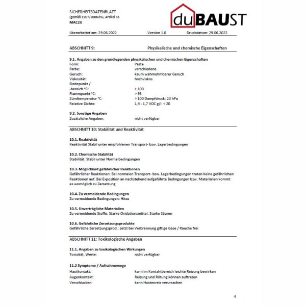 duBAUST PAC24 Strukturacryl  12,5% Bewegungsaufnahme, überstreichbar, schnellregenfest 310ml Kartusche weiß