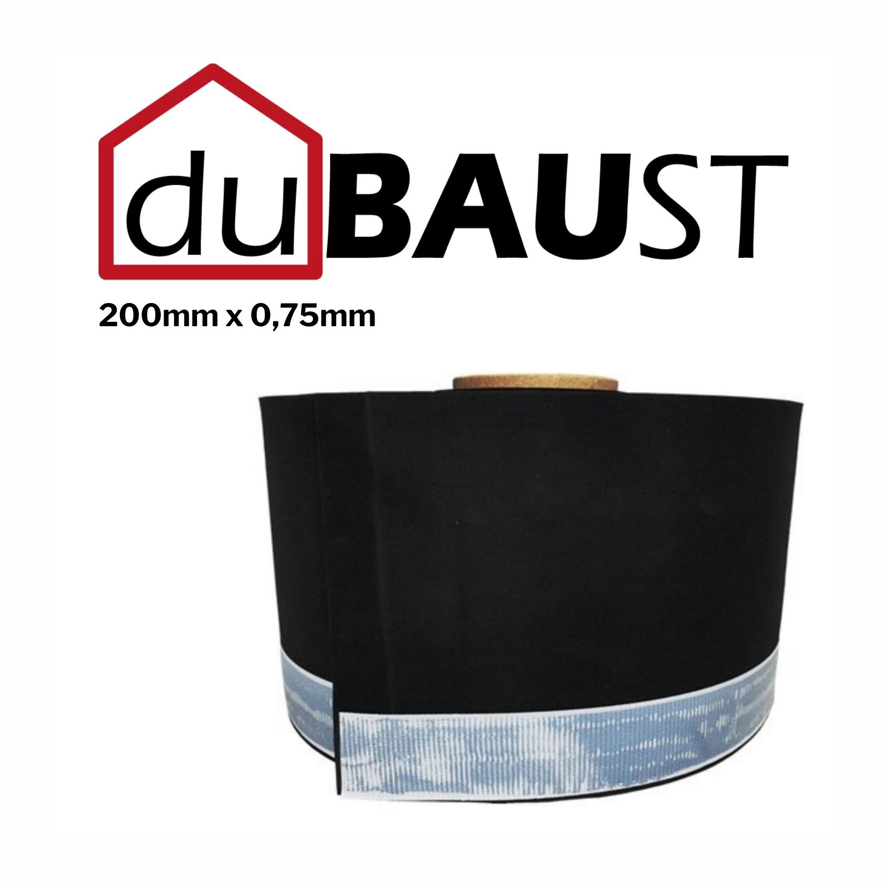 duBAUST EPM24 200mm x 0,75mm 25m/Rolle EPDM-Folie mit Butylklebestreifen