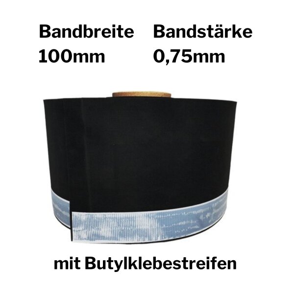 duBAUST EPM24 100mm x 0,75mm 25m/Rolle EPDM-Folie mit Butylklebestreifen