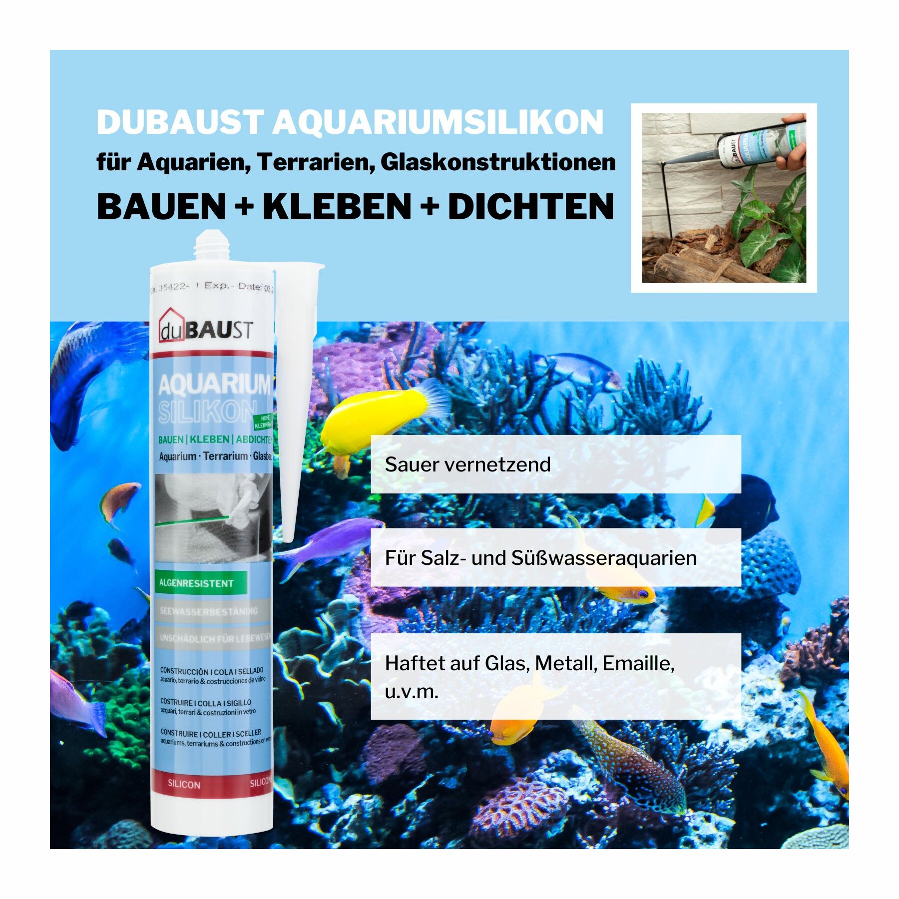 duBAUST Aquariumsilikon SAQ24 310 ml Kartusche - 2 Farben