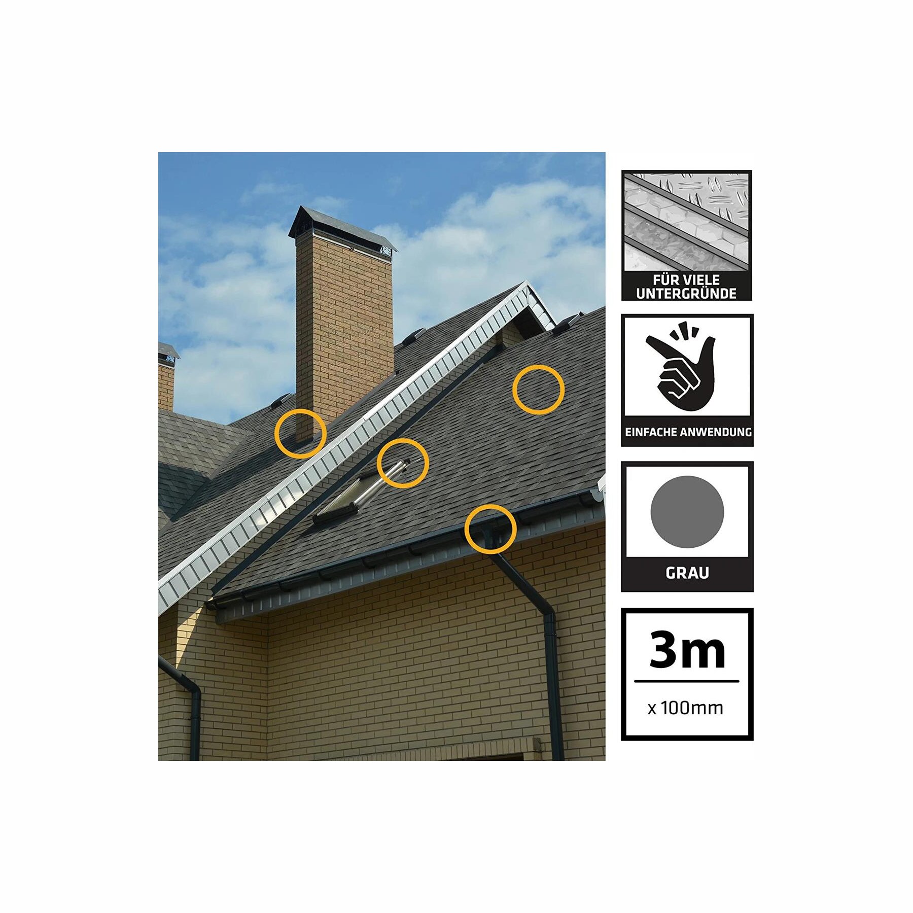 Sika Multiseal Selbstklebendes Bitumen Dach Dichtband 100mm x 3m
