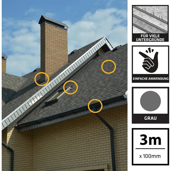 Sika Multiseal Selbstklebendes Bitumen Dach Dichtband 100mm x 3m