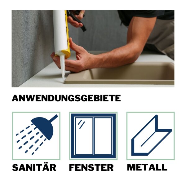 duBaust SAS24 Sanitärsilikon elastisch dauernassbeständig schimmelresistent Bad Küche Dusche Feuchträume 310ml Kartusche