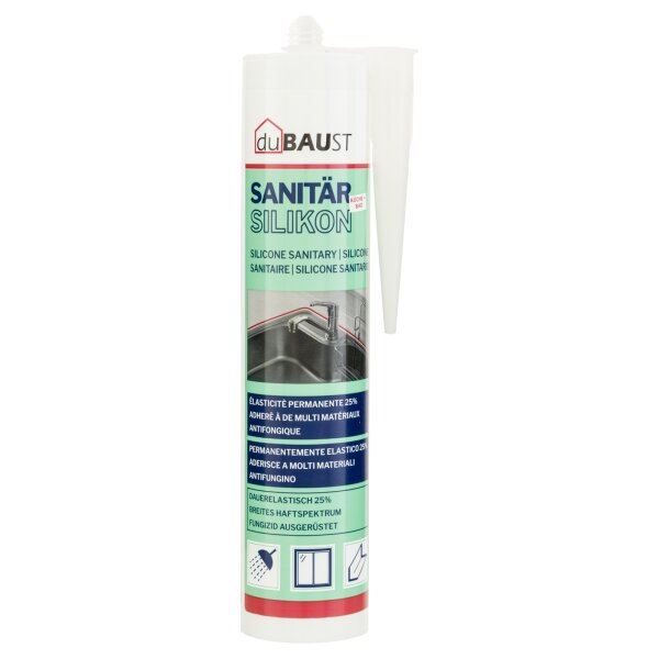 duBaust SAS24 Sanitärsilikon elastisch dauernassbeständig schimmelresistent Bad Küche Dusche Feuchträume 310ml Kartusche