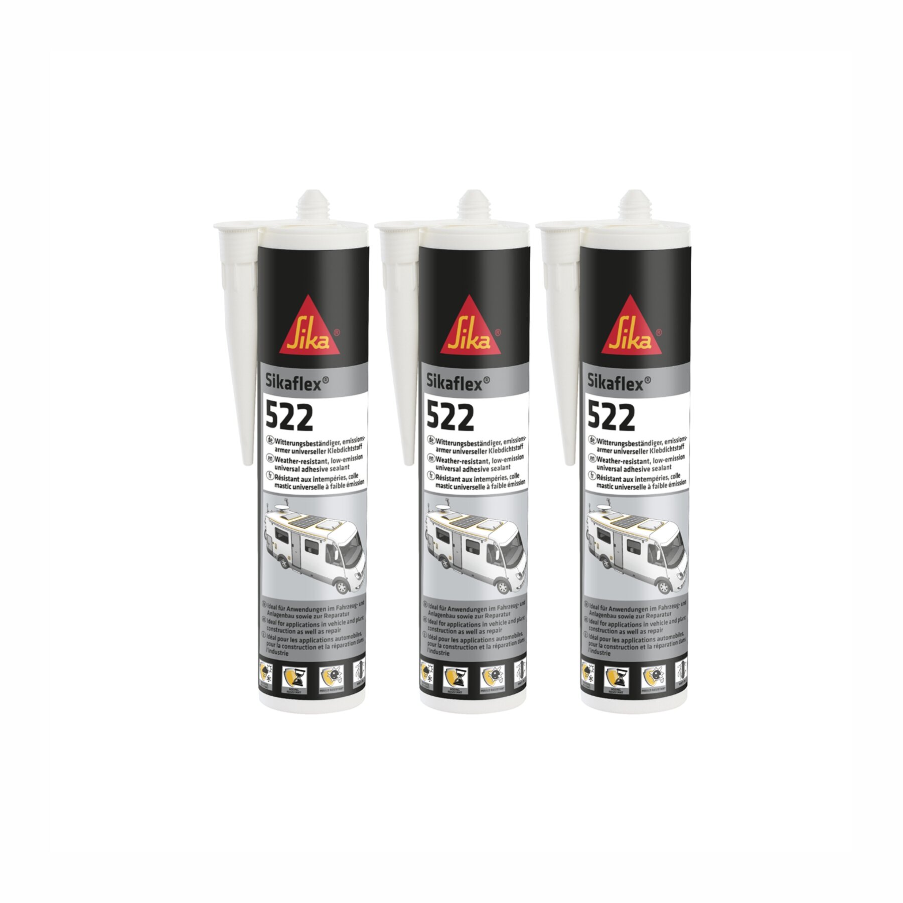 3x Sikaflex 522 Spachtelkleber Dichtmasse Caravan Wohnmobil Kfz 300ml Kartusche