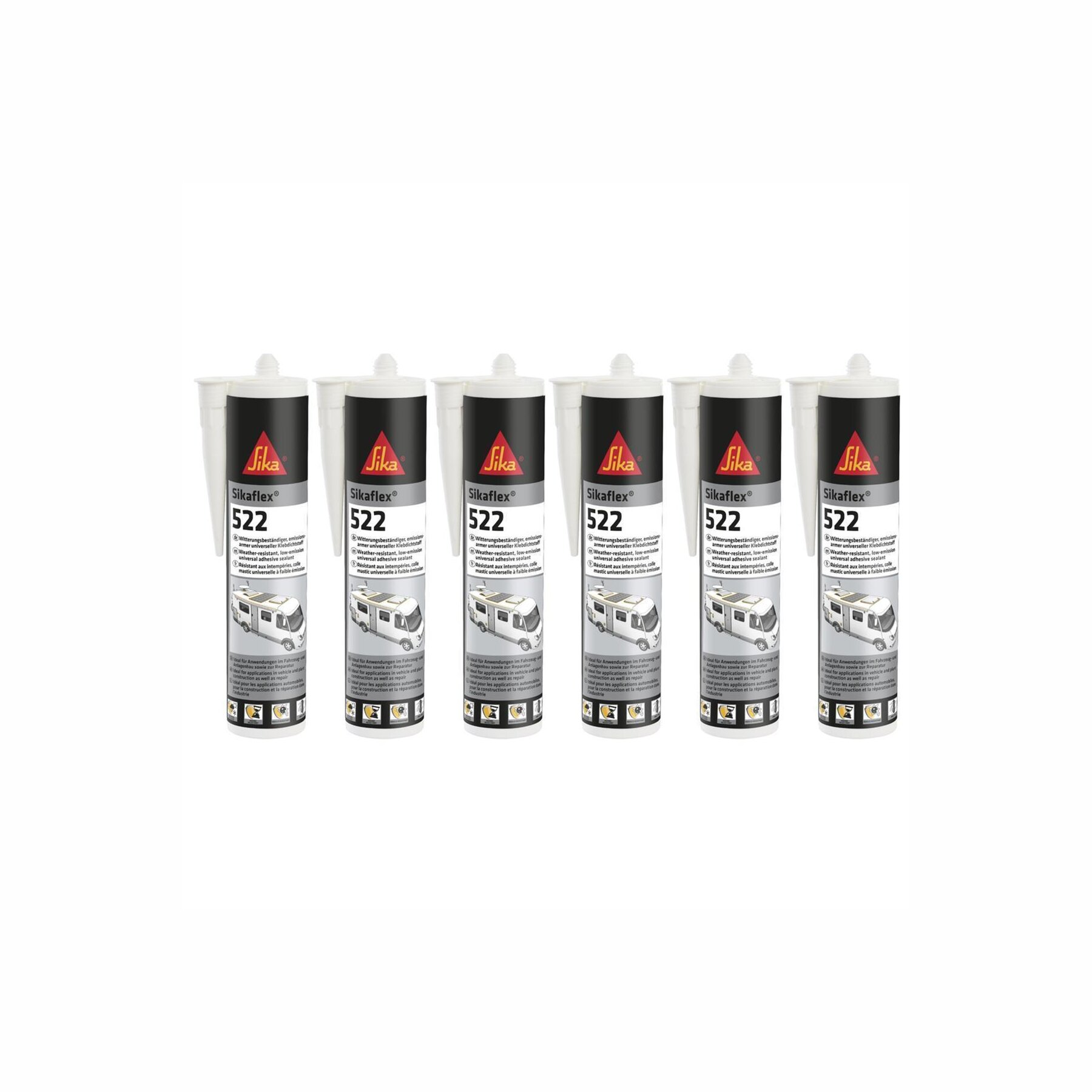 6x Sikaflex 522 Spachtelkleber Dichtmasse Caravan Wohnmobil Kfz 300ml Kartusche