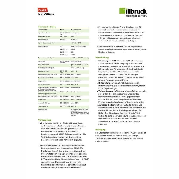 RESTPOSTEN Illbruck FA425 Multi-Silikon+ 310ml versch. Farben