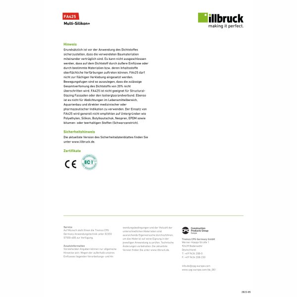 RESTPOSTEN Illbruck FA425 Multi-Silikon+ 310ml versch. Farben