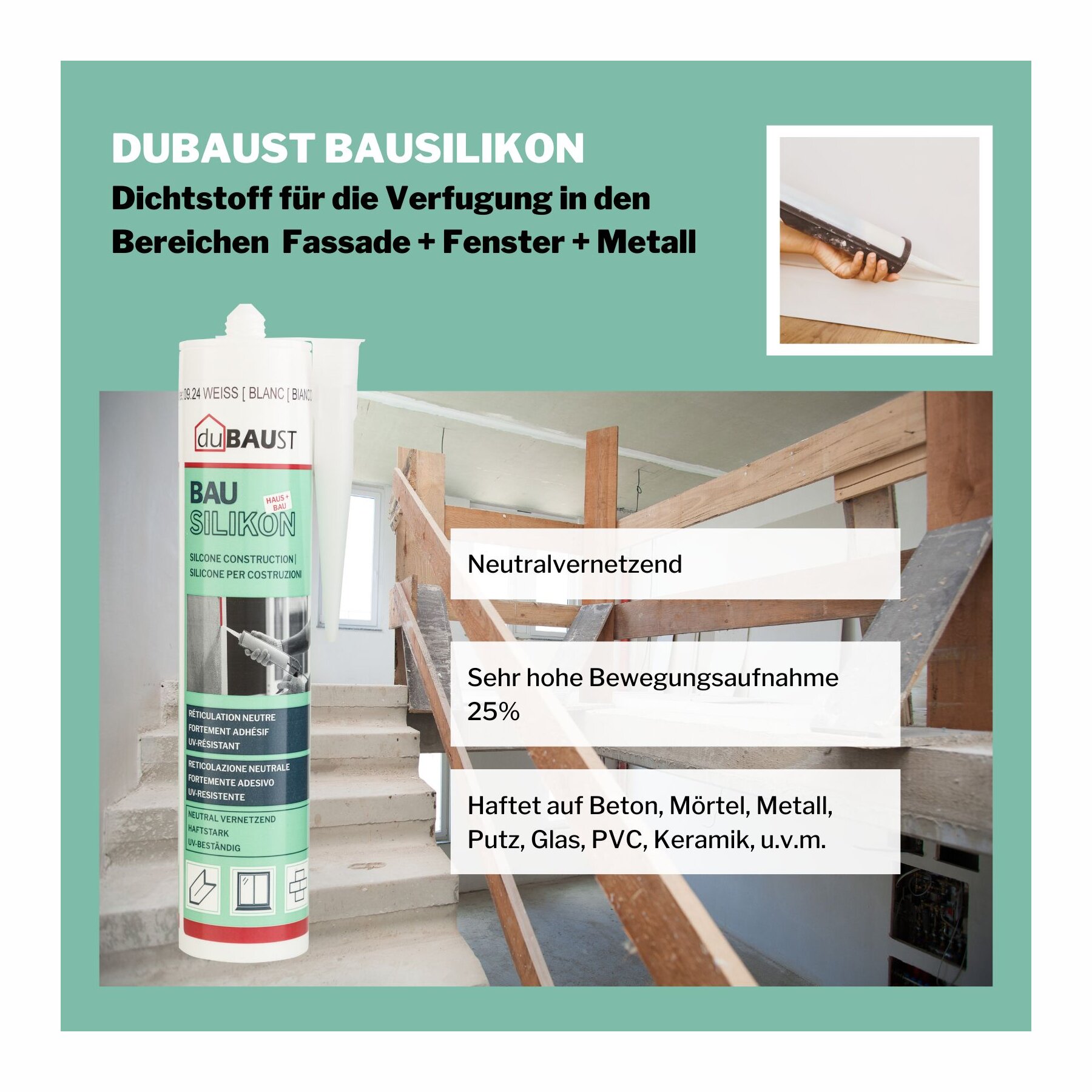 duBAUST BAS24 Bausilikon neutralvernetzend 310 ml eiche