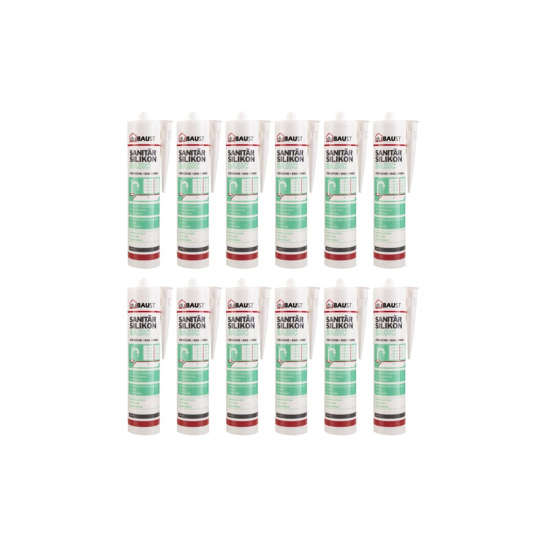 12x duBAUST SAB24 Sanitärsilikon Basic 300ml Kartusche versch. Farben