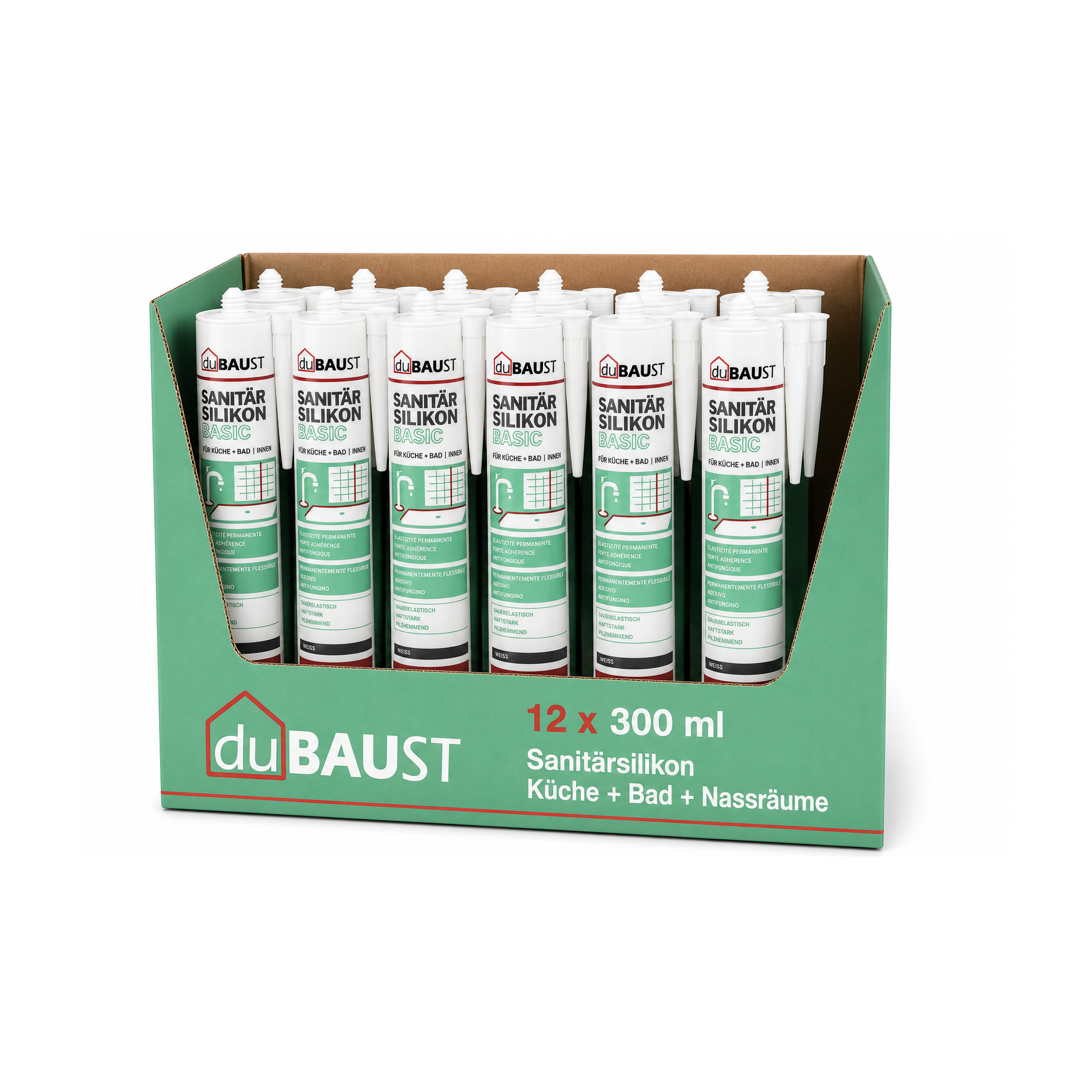 12x duBAUST SAB24 Sanitärsilikon Basic 300ml Kartusche versch. Farben