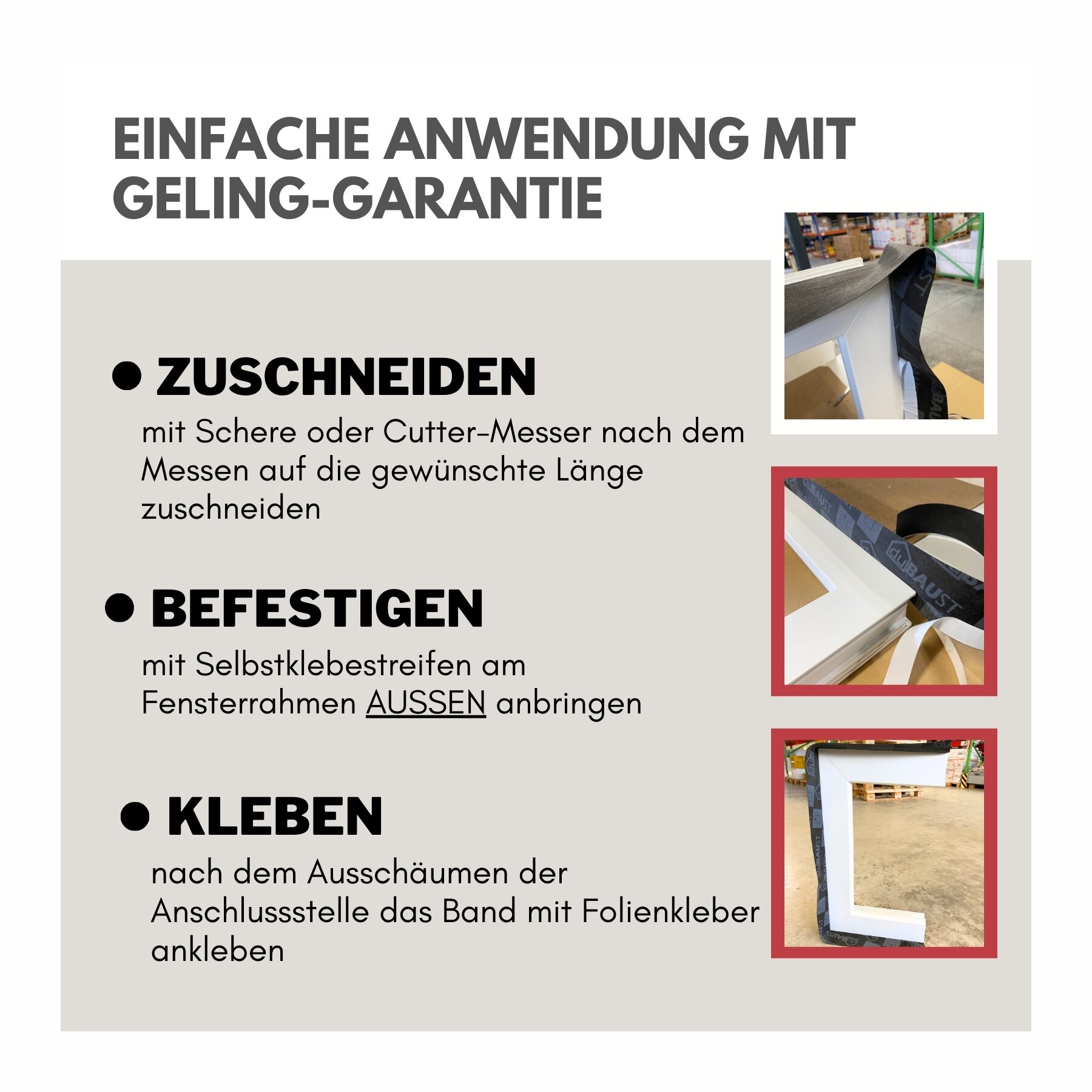 duBAUST Fensterdichtband  für Außenbereich - Fensterfolie, Anschlussband  für Fenster & Türen - 70mm x 30m Rolle