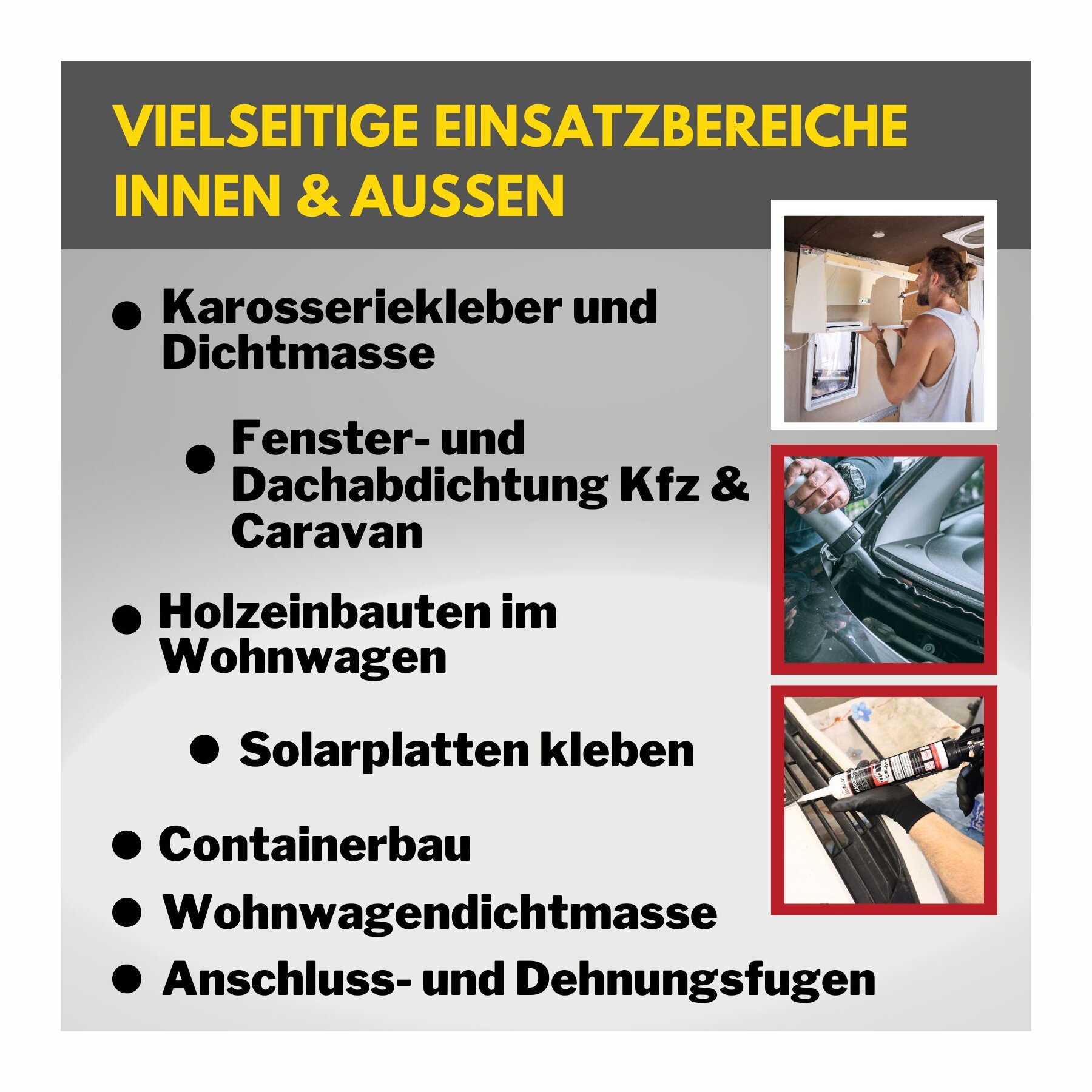 duBAUST Karosseriekleber Klebdichtstoff 290ml Kartusche versch. Farben
