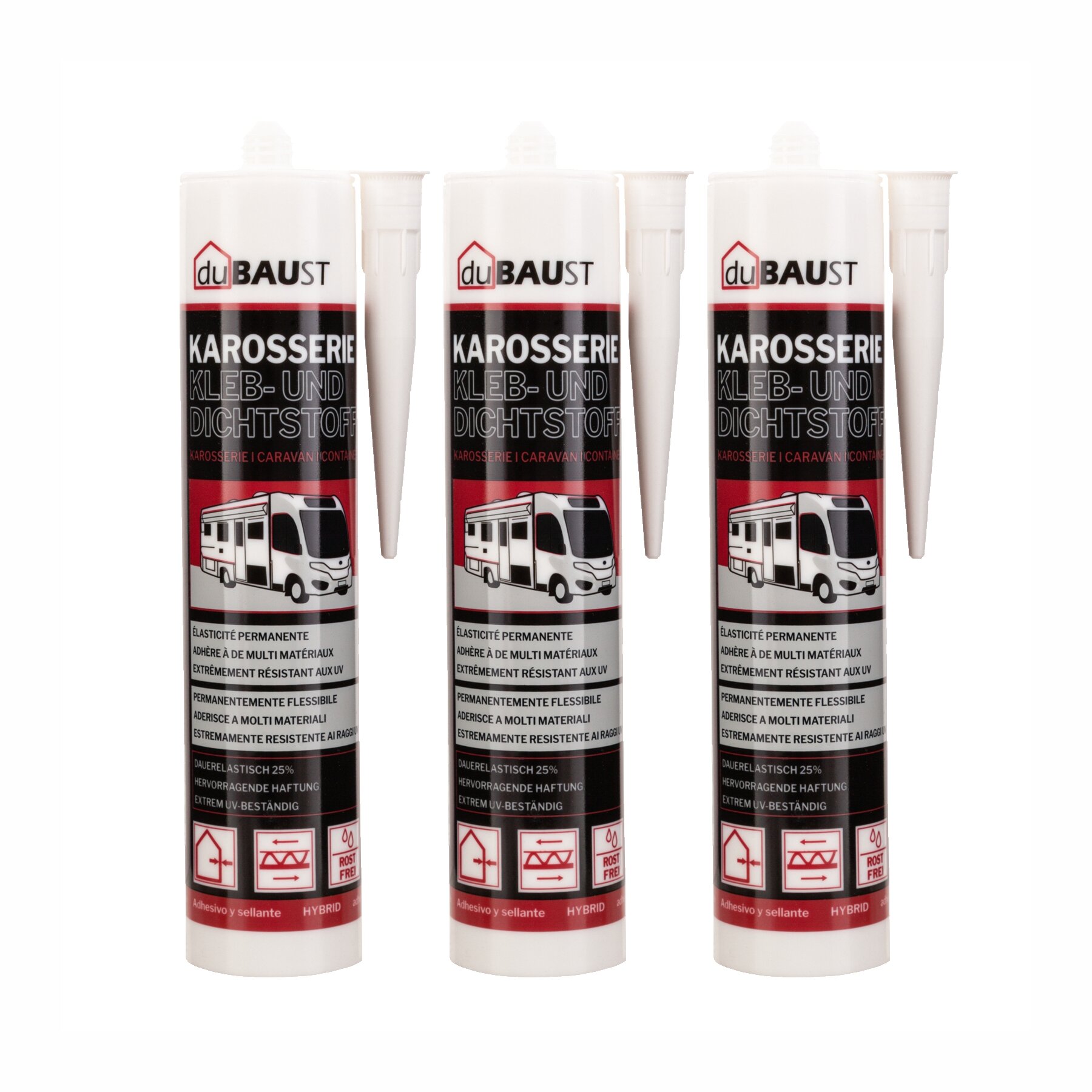 3x duBAUST Karosserie Klebdichtstoff 290ml Kartusche versch. Farben