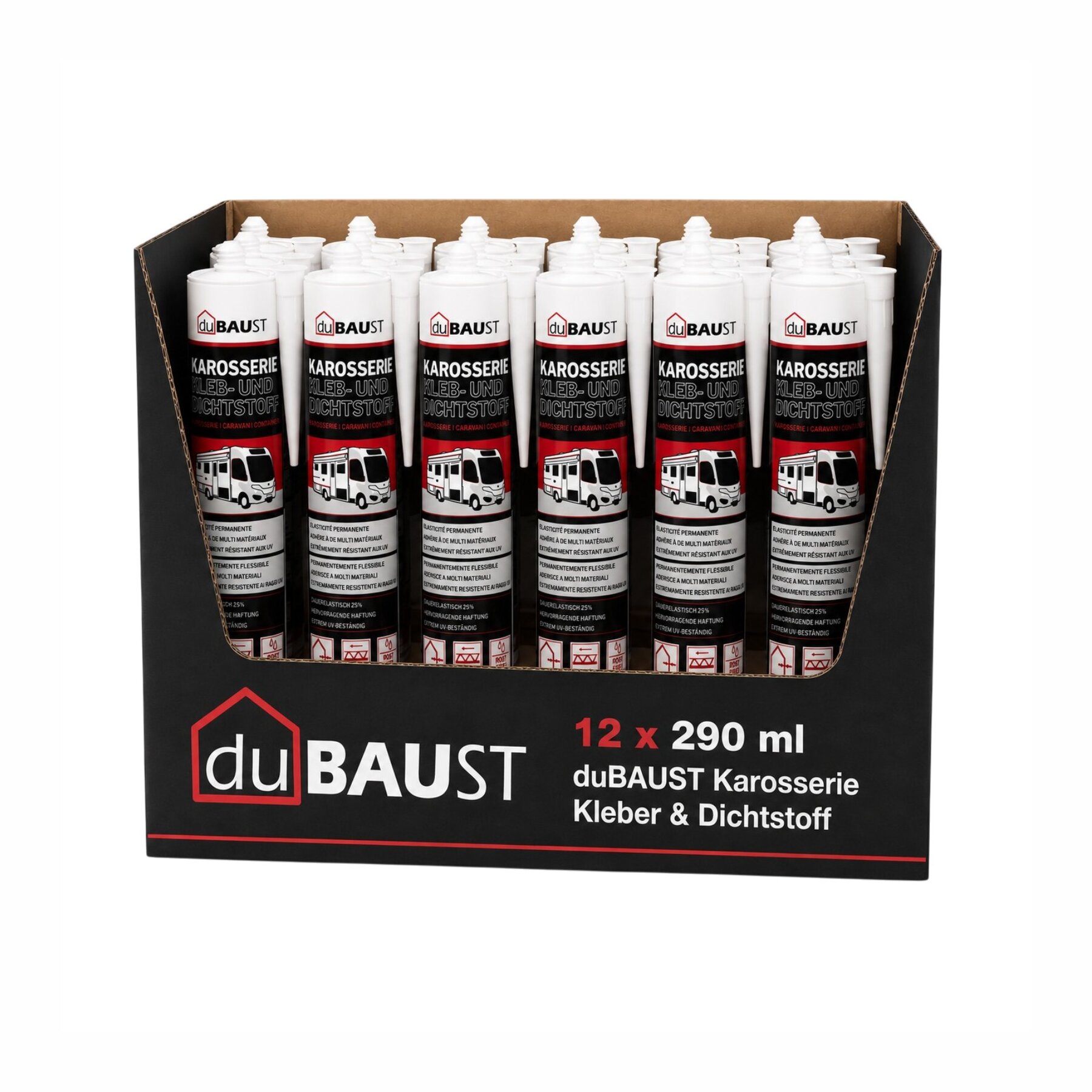 12x duBAUST Karosserie Klebdichtstoff 290ml Kartusche