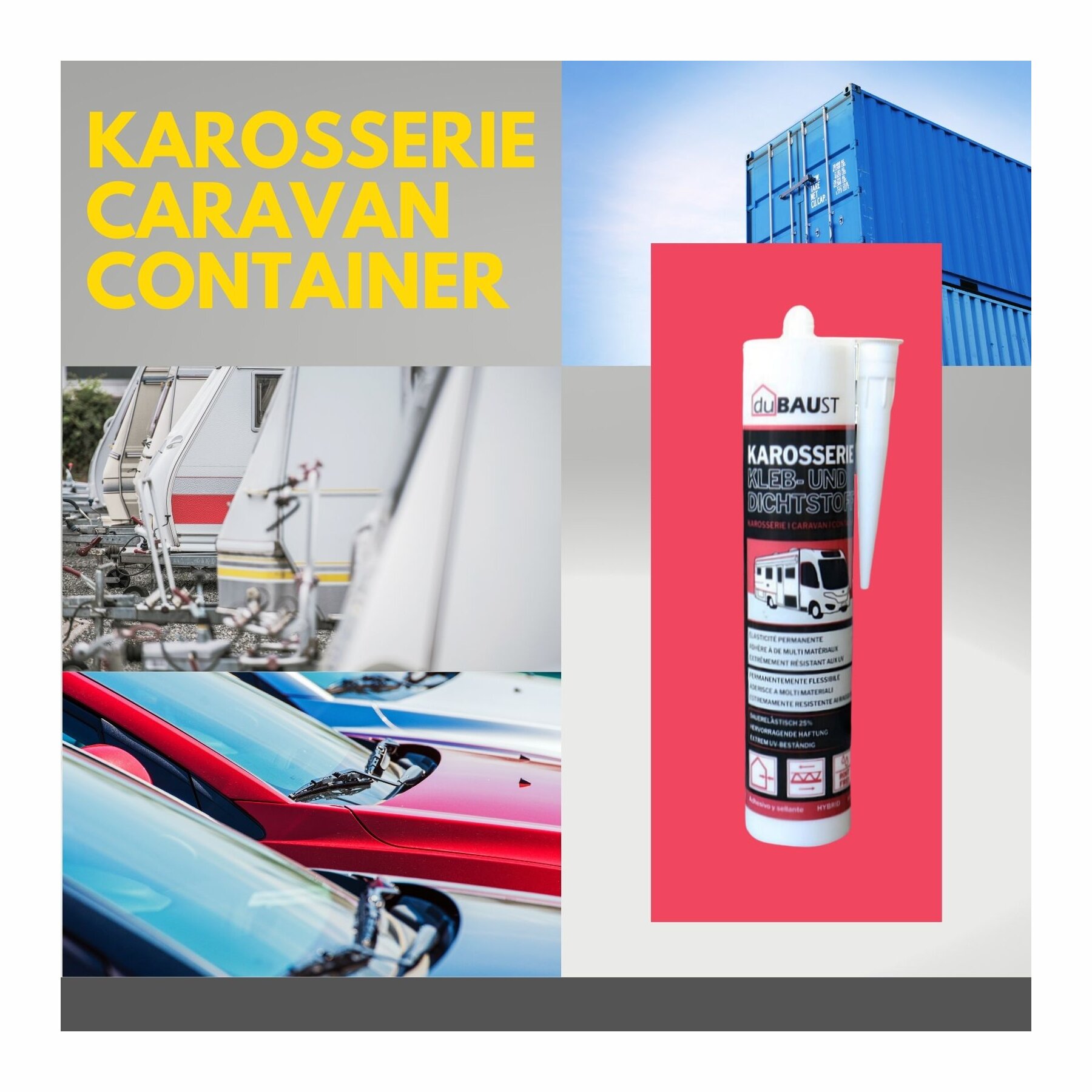 12x duBAUST Karosserie Klebdichtstoff 290ml Kartusche