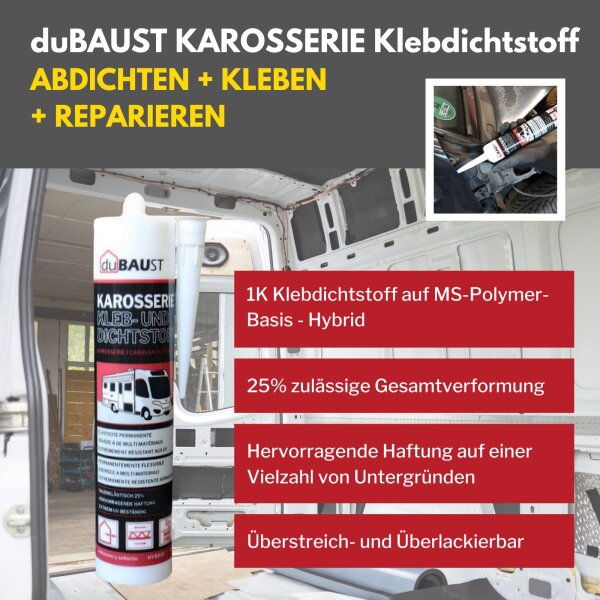 12x duBAUST Karosserie Klebdichtstoff 290ml Kartusche