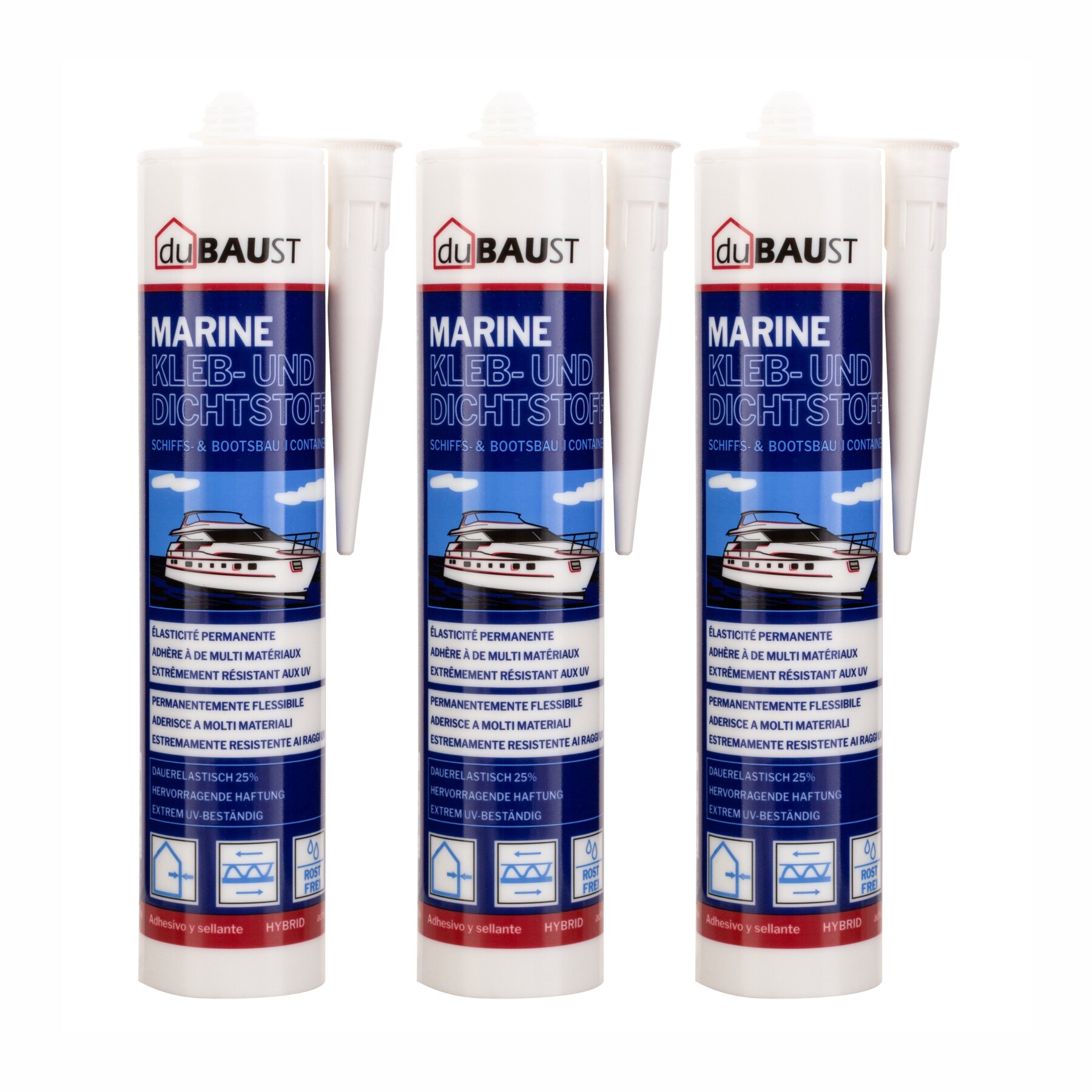 3x duBAUST BOT24 Marine Klebdichtstoff 290ml Kartusche versch. Farben