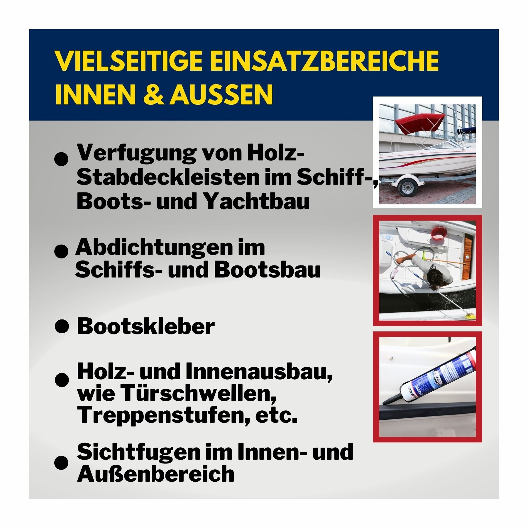 3x duBAUST BOT24 Marine Klebdichtstoff 290ml Kartusche versch. Farben