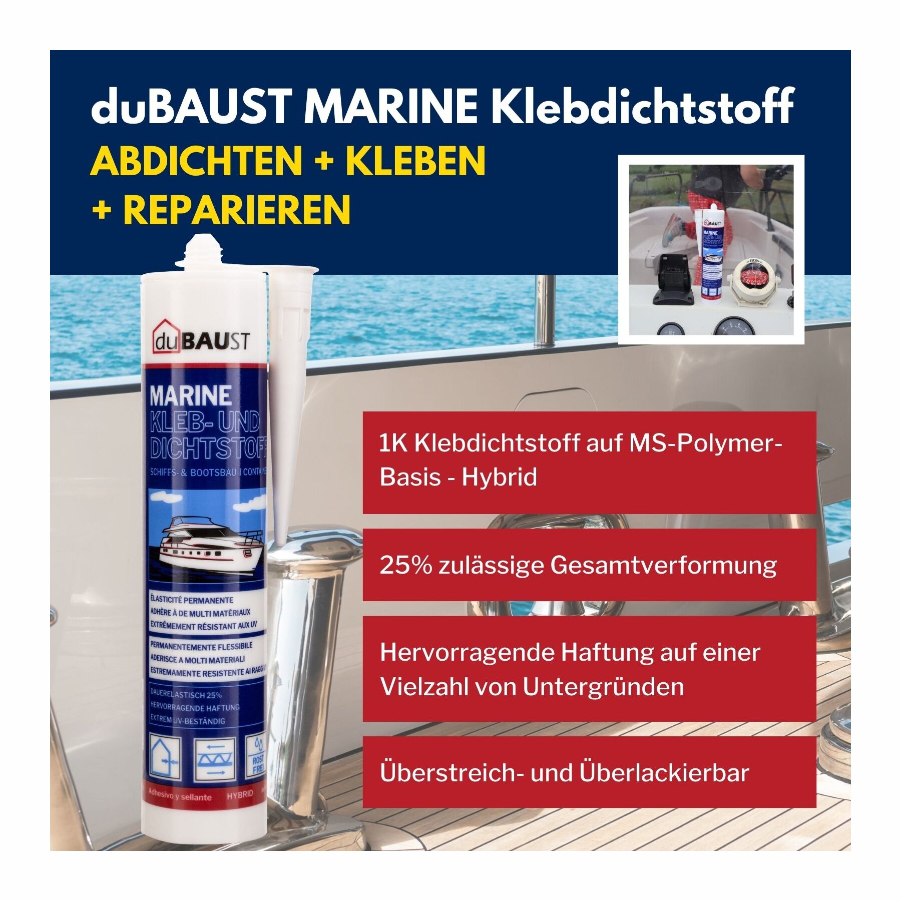 24x duBAUST BOT24 Marine Klebdichtstoff 290ml Kartusche versch. Farben